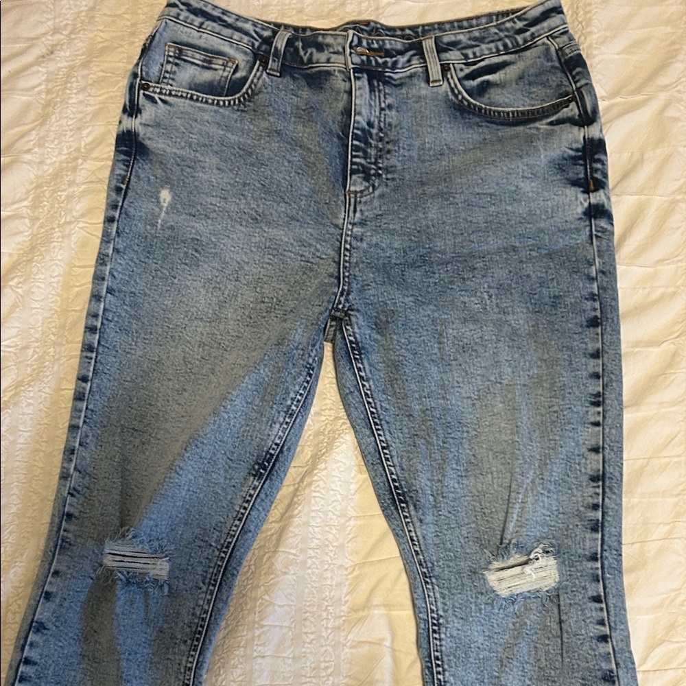 High Rise Distressed Blue Jeans